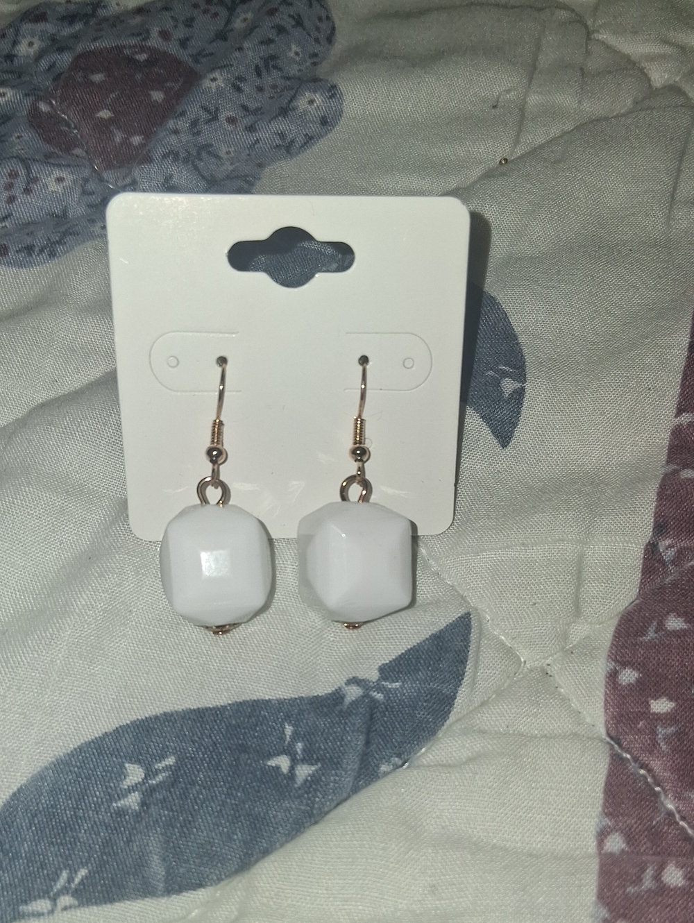White Geometric Drop Earrings - Women's Jewelry